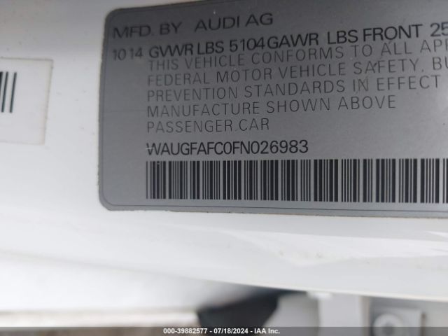 Photo 8 VIN: WAUGFAFC0FN026983 - AUDI A6 