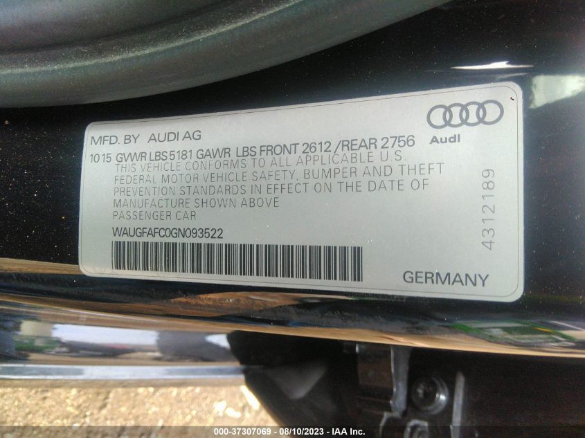 Photo 8 VIN: WAUGFAFC0GN093522 - AUDI A6 