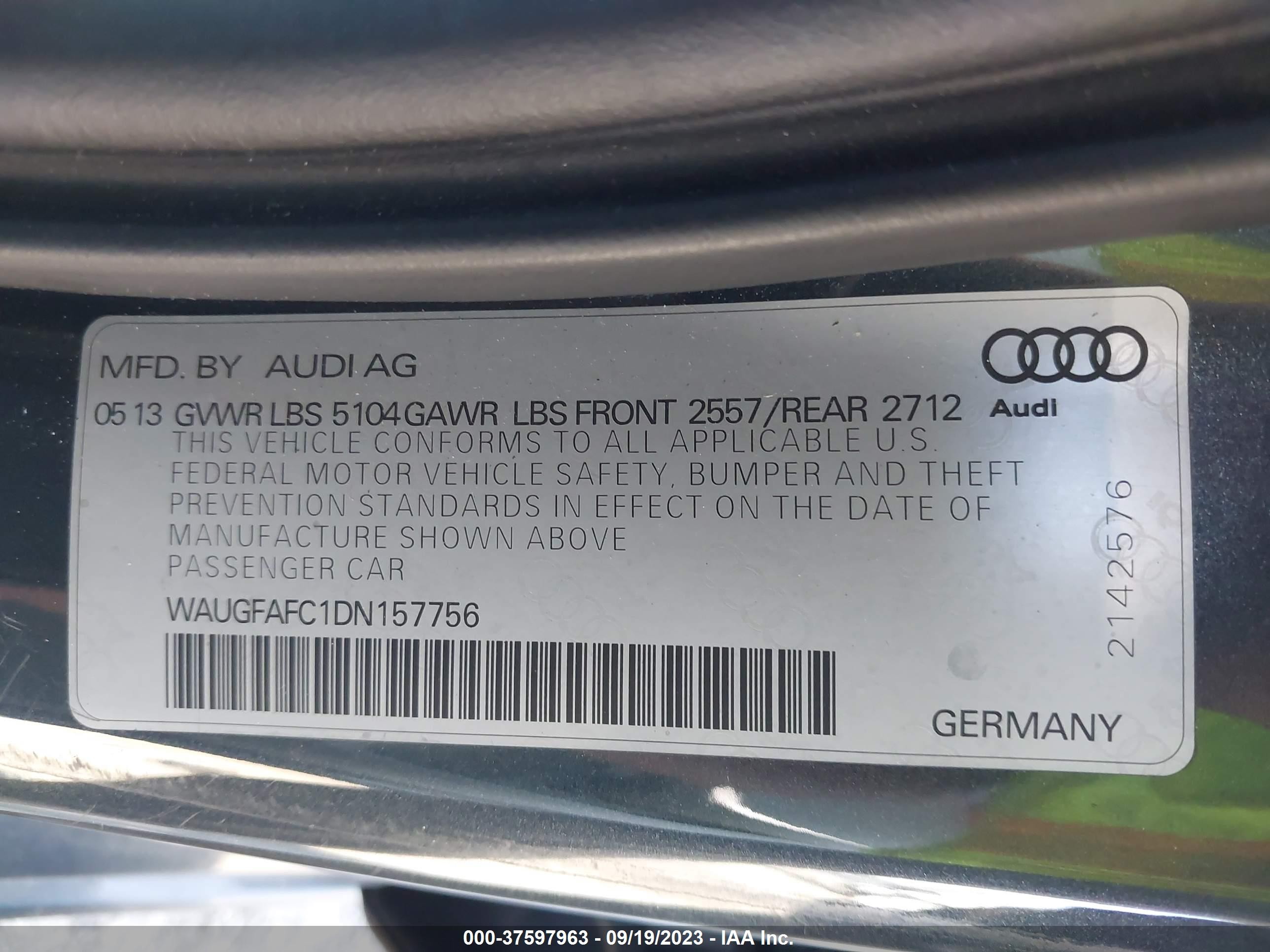 Photo 8 VIN: WAUGFAFC1DN157756 - AUDI A6 