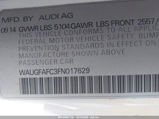 Photo 8 VIN: WAUGFAFC3FN017629 - AUDI A6 