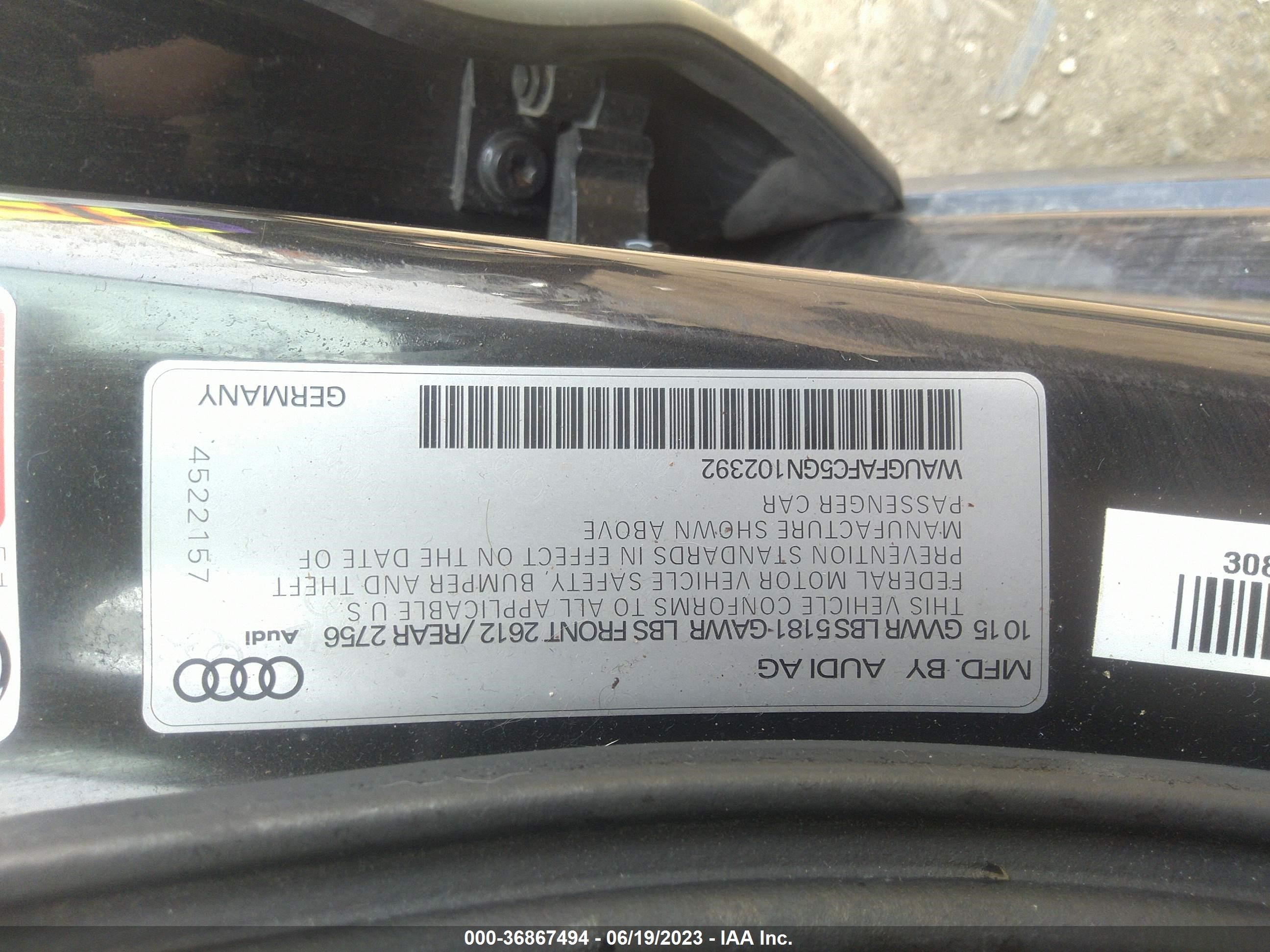 Photo 8 VIN: WAUGFAFC5GN102392 - AUDI A6 