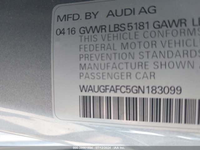 Photo 8 VIN: WAUGFAFC5GN183099 - AUDI A6 