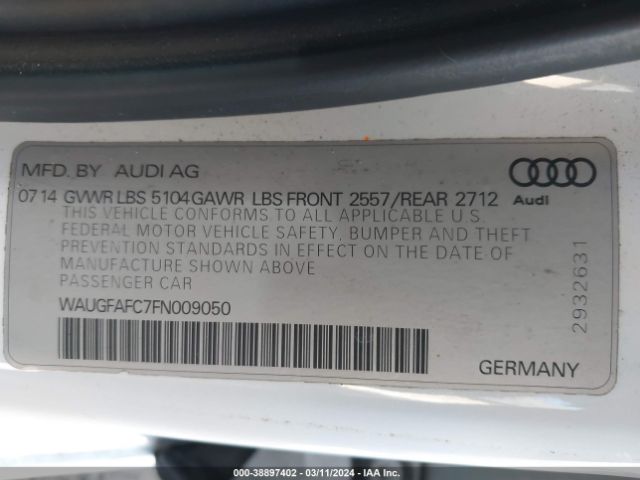 Photo 8 VIN: WAUGFAFC7FN009050 - AUDI A6 