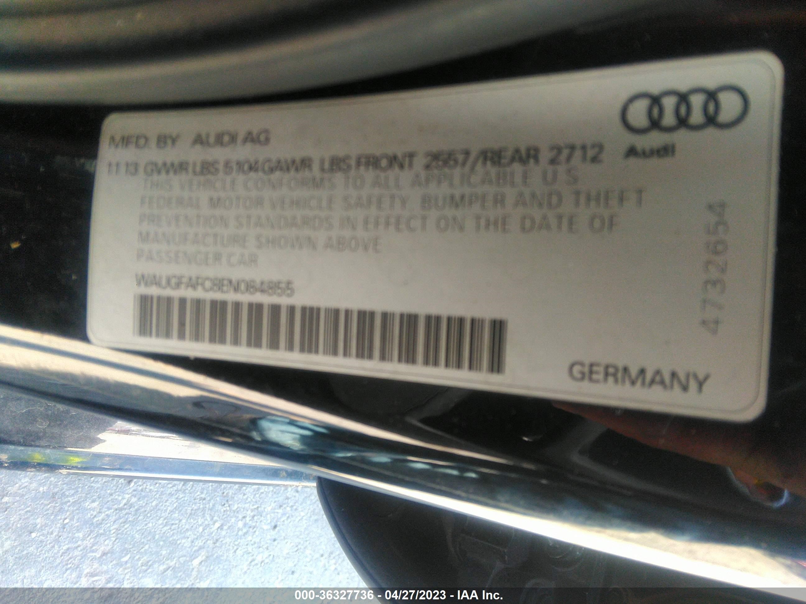 Photo 8 VIN: WAUGFAFC8EN084855 - AUDI A6 