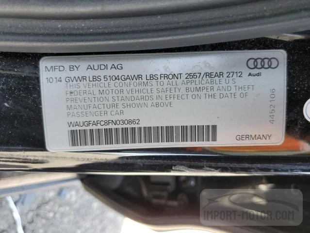 Photo 11 VIN: WAUGFAFC8FN030862 - AUDI A6 