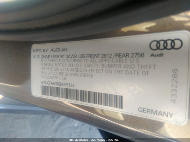 Photo 8 VIN: WAUGFAFC8GN095194 - AUDI A6 