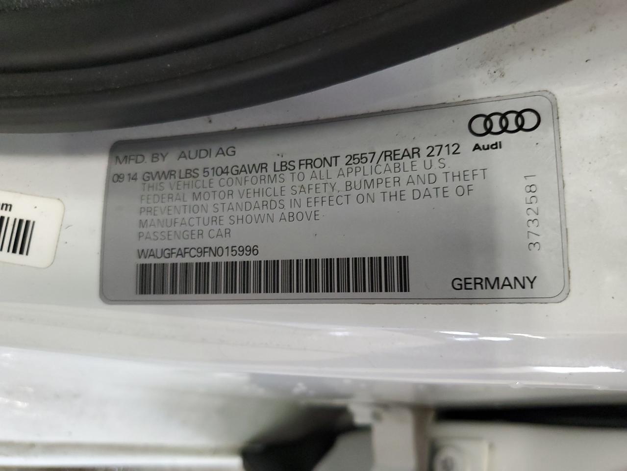 Photo 11 VIN: WAUGFAFC9FN015996 - AUDI A6 