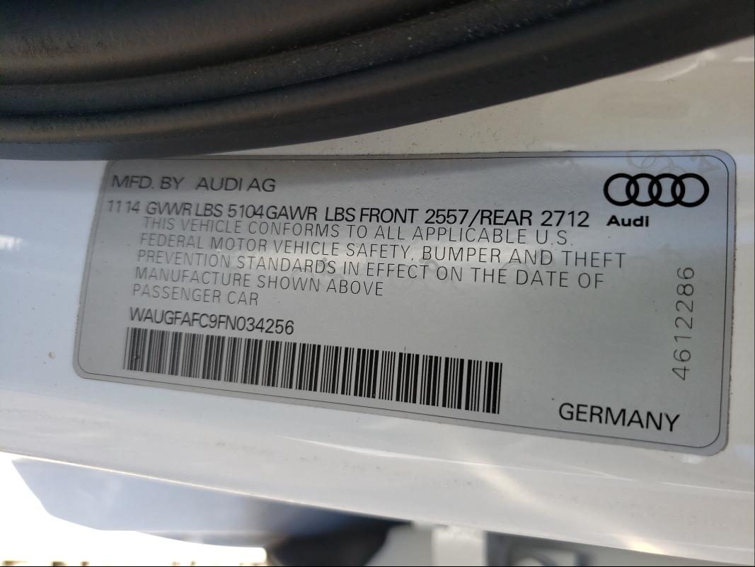 Photo 9 VIN: WAUGFAFC9FN034256 - AUDI A6 PREMIUM 