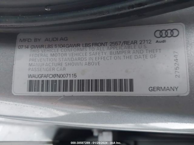 Photo 8 VIN: WAUGFAFCXFN007115 - AUDI A6 