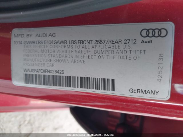 Photo 8 VIN: WAUGFAFCXFN026425 - AUDI A6 