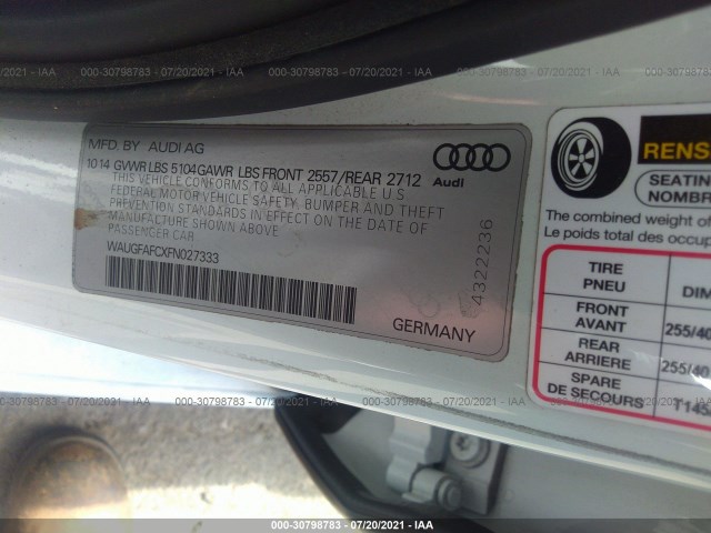 Photo 8 VIN: WAUGFAFCXFN027333 - AUDI A6 