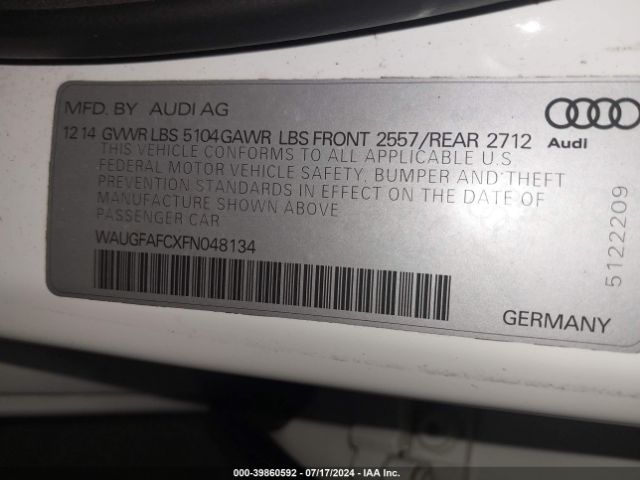 Photo 8 VIN: WAUGFAFCXFN048134 - AUDI A6 