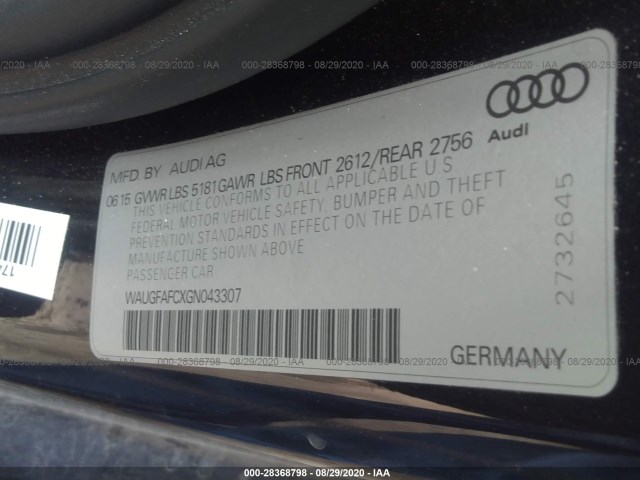 Photo 8 VIN: WAUGFAFCXGN043307 - AUDI A6 PREMIUM 