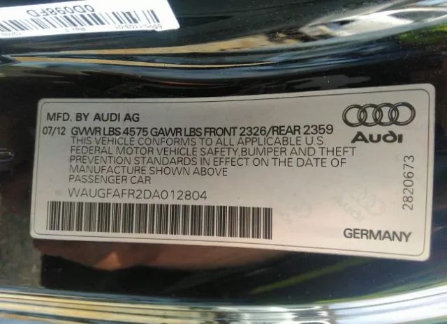 Photo 8 VIN: WAUGFAFR2DA012804 - AUDI A5 