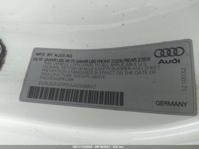 Photo 8 VIN: WAUGFAFR5AA068862 - AUDI A5 