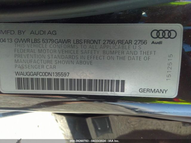 Photo 8 VIN: WAUGGAFC0DN135597 - AUDI A6 