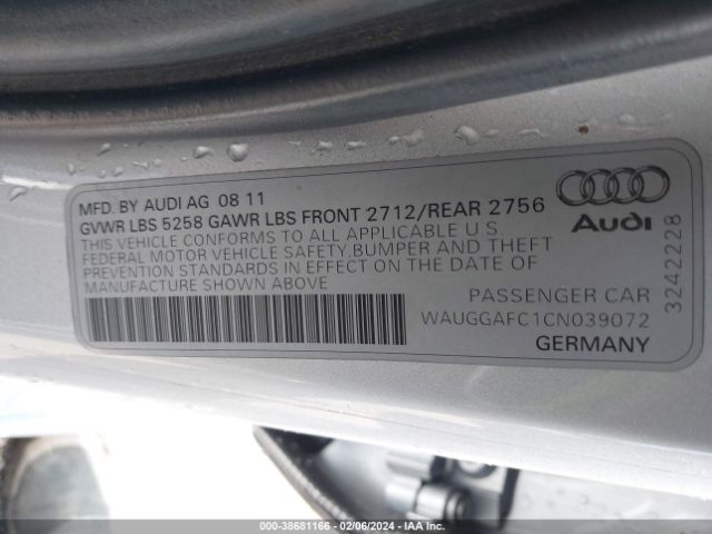 Photo 8 VIN: WAUGGAFC1CN039072 - AUDI A6 