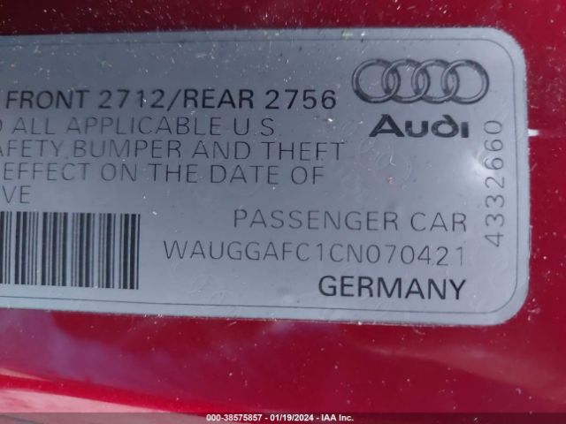 Photo 8 VIN: WAUGGAFC1CN070421 - AUDI A6 