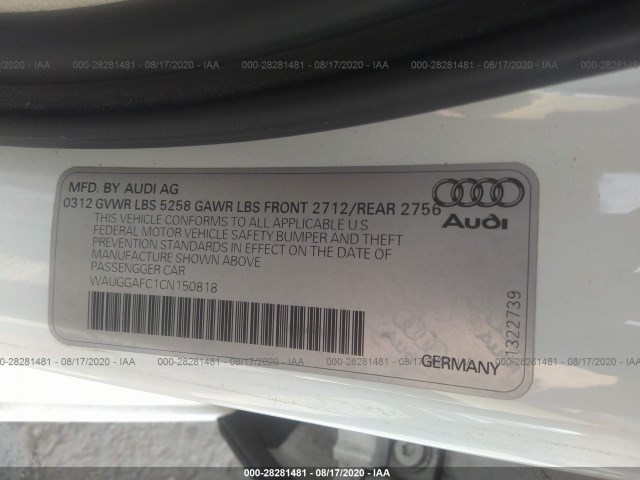 Photo 8 VIN: WAUGGAFC1CN150818 - AUDI A6 