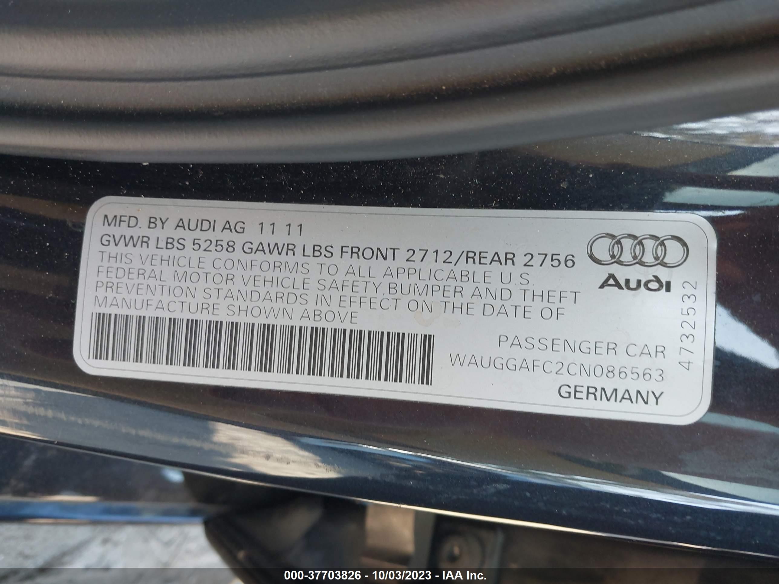 Photo 8 VIN: WAUGGAFC2CN086563 - AUDI A6 