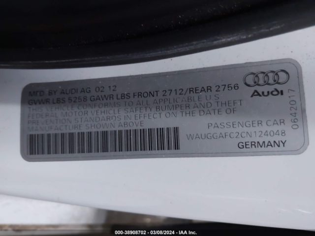 Photo 8 VIN: WAUGGAFC2CN124048 - AUDI A6 