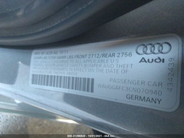 Photo 8 VIN: WAUGGAFC3CN070940 - AUDI A6 