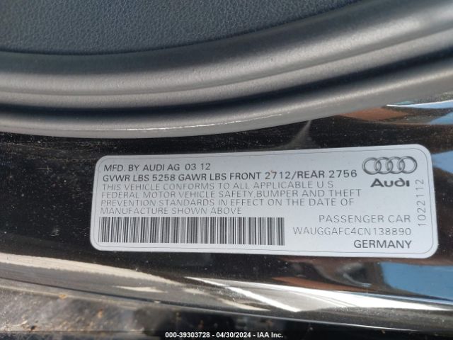 Photo 8 VIN: WAUGGAFC4CN138890 - AUDI A6 