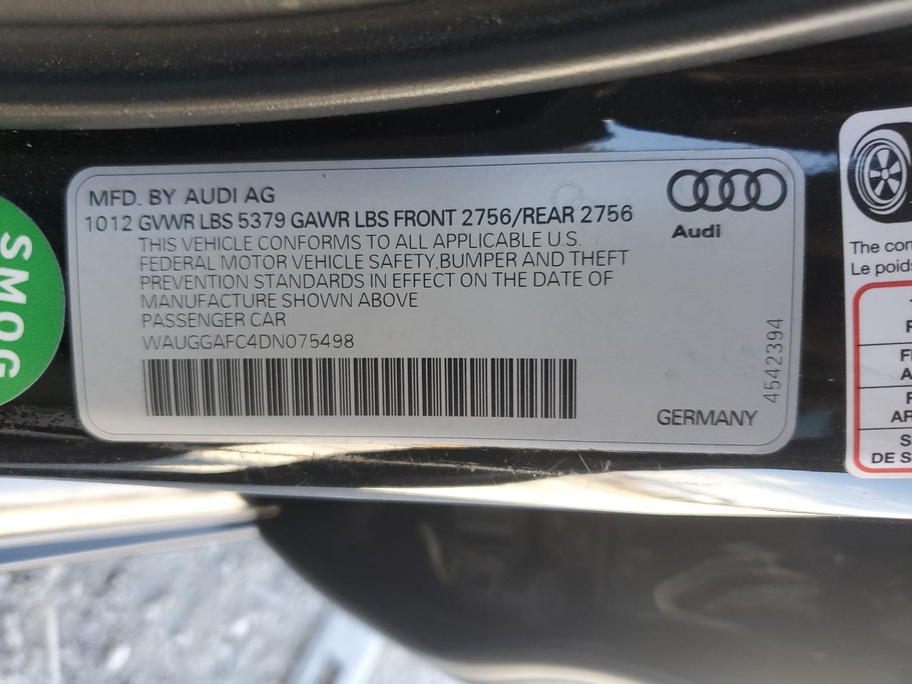 Photo 11 VIN: WAUGGAFC4DN075498 - AUDI A6 