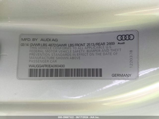 Photo 8 VIN: WAUGGAFR0EA060400 - AUDI S5 