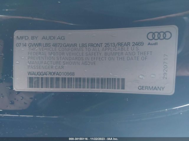 Photo 8 VIN: WAUGGAFR0FA010968 - AUDI S5 