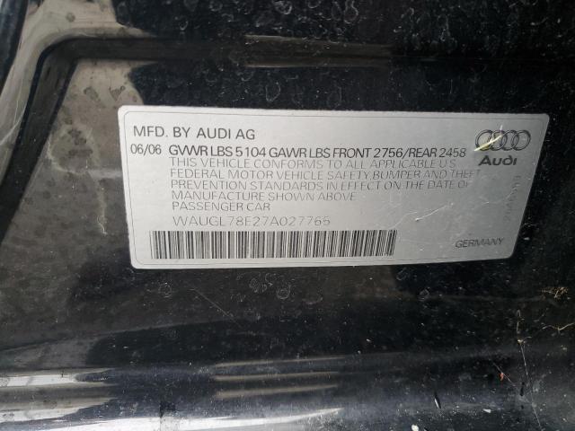 Photo 11 VIN: WAUGL78E27A027765 - AUDI NEW S4 QUA 