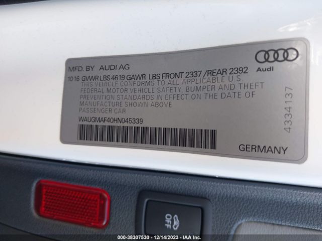 Photo 8 VIN: WAUGMAF40HN045339 - AUDI A4 