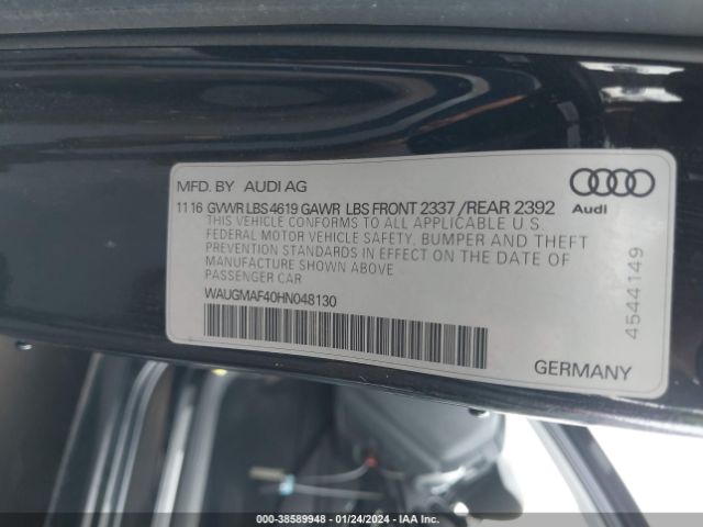 Photo 8 VIN: WAUGMAF40HN048130 - AUDI A4 