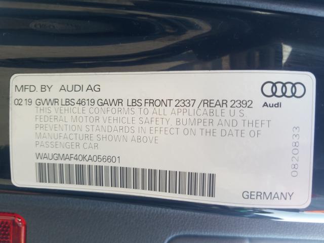 Photo 9 VIN: WAUGMAF40KA056601 - AUDI A4 PREMIUM 