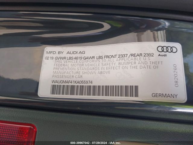 Photo 8 VIN: WAUGMAF41KA055974 - AUDI A4 