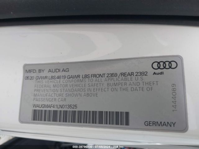 Photo 8 VIN: WAUGMAF41LN013525 - AUDI A4 