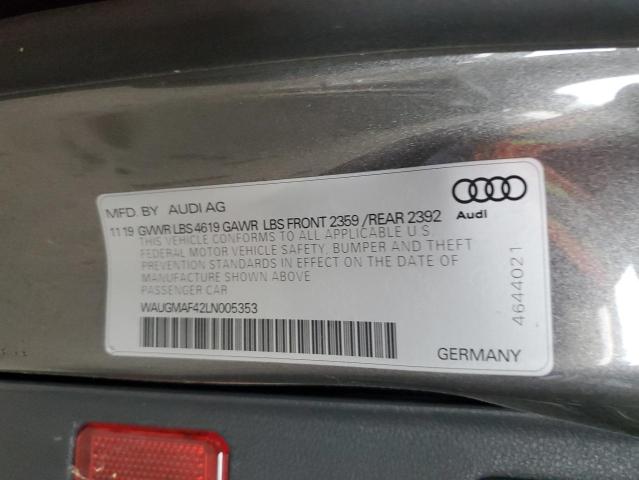 Photo 11 VIN: WAUGMAF42LN005353 - AUDI A4 PREMIUM 