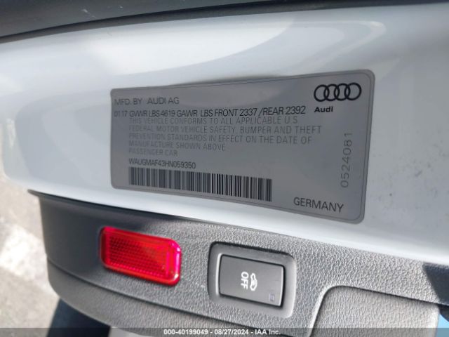 Photo 8 VIN: WAUGMAF43HN059350 - AUDI A4 