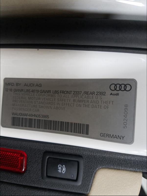 Photo 9 VIN: WAUGMAF46HN053865 - AUDI A4 