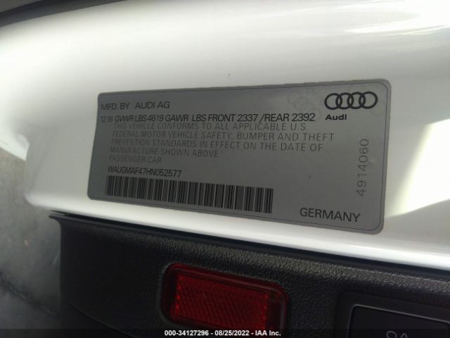 Photo 8 VIN: WAUGMAF47HN052577 - AUDI A4 