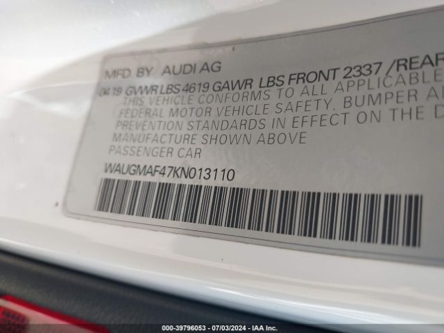 Photo 8 VIN: WAUGMAF47KN013110 - AUDI A4 