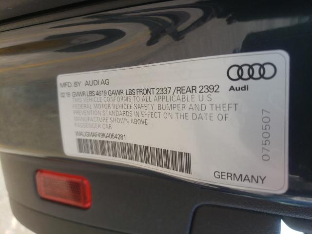 Photo 9 VIN: WAUGMAF49KA054281 - AUDI A4 PREMIUM 