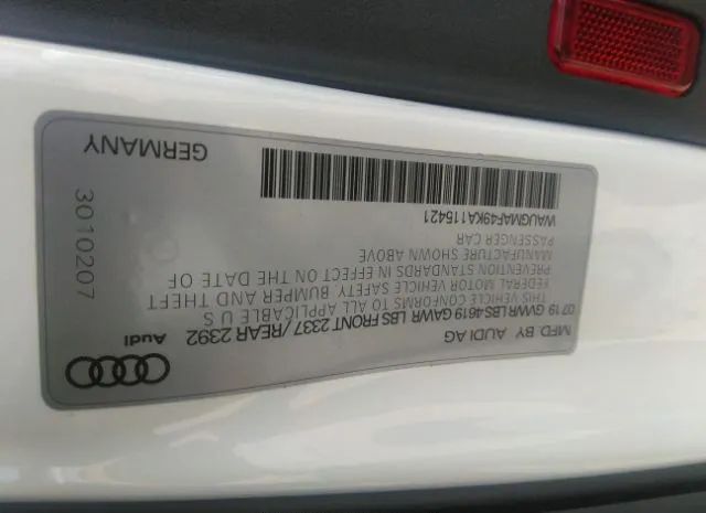 Photo 8 VIN: WAUGMAF49KA115421 - AUDI A4 