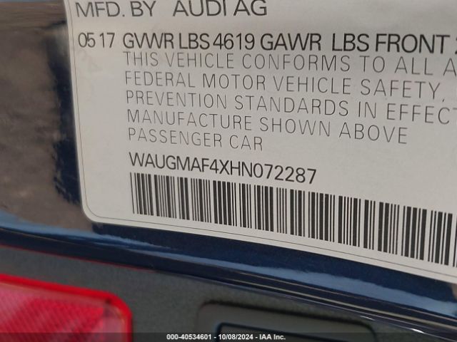 Photo 8 VIN: WAUGMAF4XHN072287 - AUDI A4 