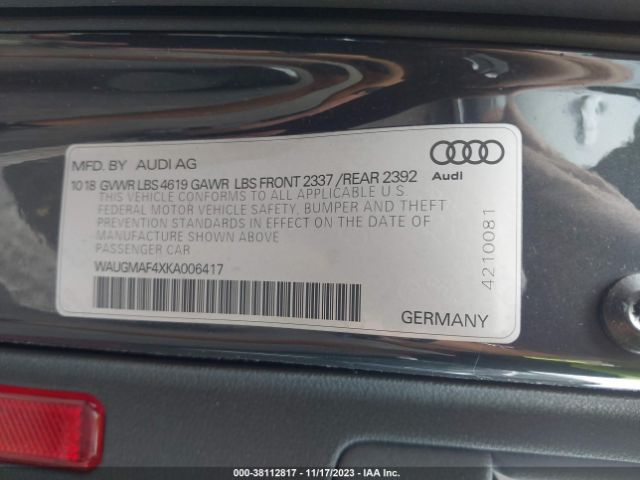 Photo 8 VIN: WAUGMAF4XKA006417 - AUDI A4 