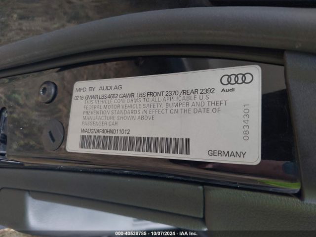 Photo 8 VIN: WAUGNAF40HN011012 - AUDI A4 