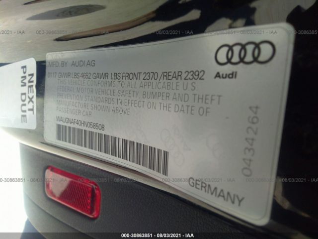 Photo 8 VIN: WAUGNAF40HN058508 - AUDI A4 