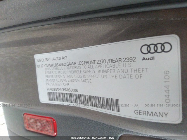 Photo 8 VIN: WAUGNAF40HN058606 - AUDI A4 