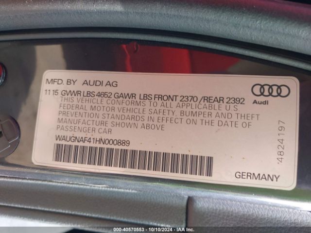 Photo 8 VIN: WAUGNAF41HN000889 - AUDI A4 