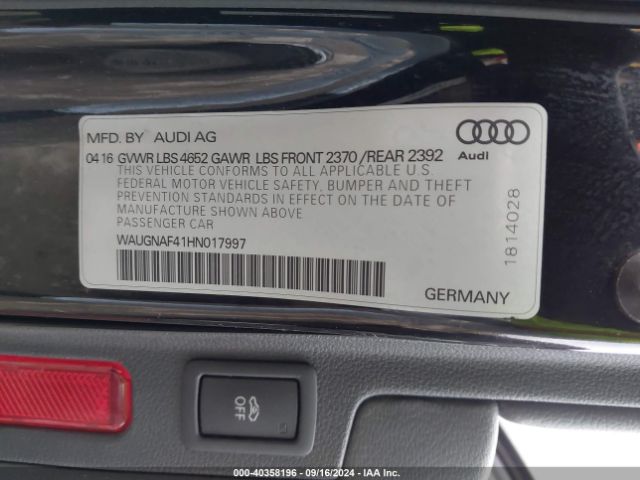 Photo 8 VIN: WAUGNAF41HN017997 - AUDI A4 